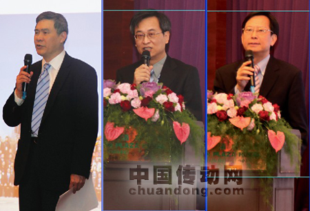 從左到右臺(tái)達(dá)副董事長海英俊，臺(tái)達(dá)機(jī)電事業(yè)部總經(jīng)理張訓(xùn)海，中達(dá)電通總經(jīng)理王其鑫